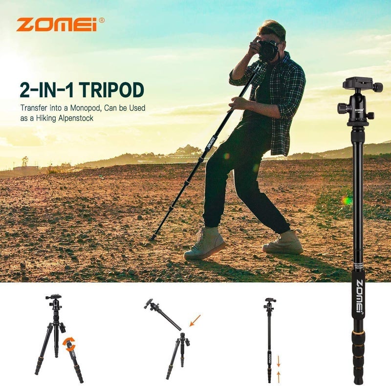 ZOMEi Camera Tripod 62" Light Weight DSLR Tripod with Ball Head Quick Release Plate and Carrying Case (Aluminum Tripod) - Image 3